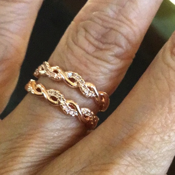 Rose gold Topaz Eternity Band 925 Size 5 - Picture 3 of 5